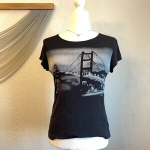 Y2K Rhinestone San Francisco Golden Gate Bridge Tee Susan Lawrence Sz M